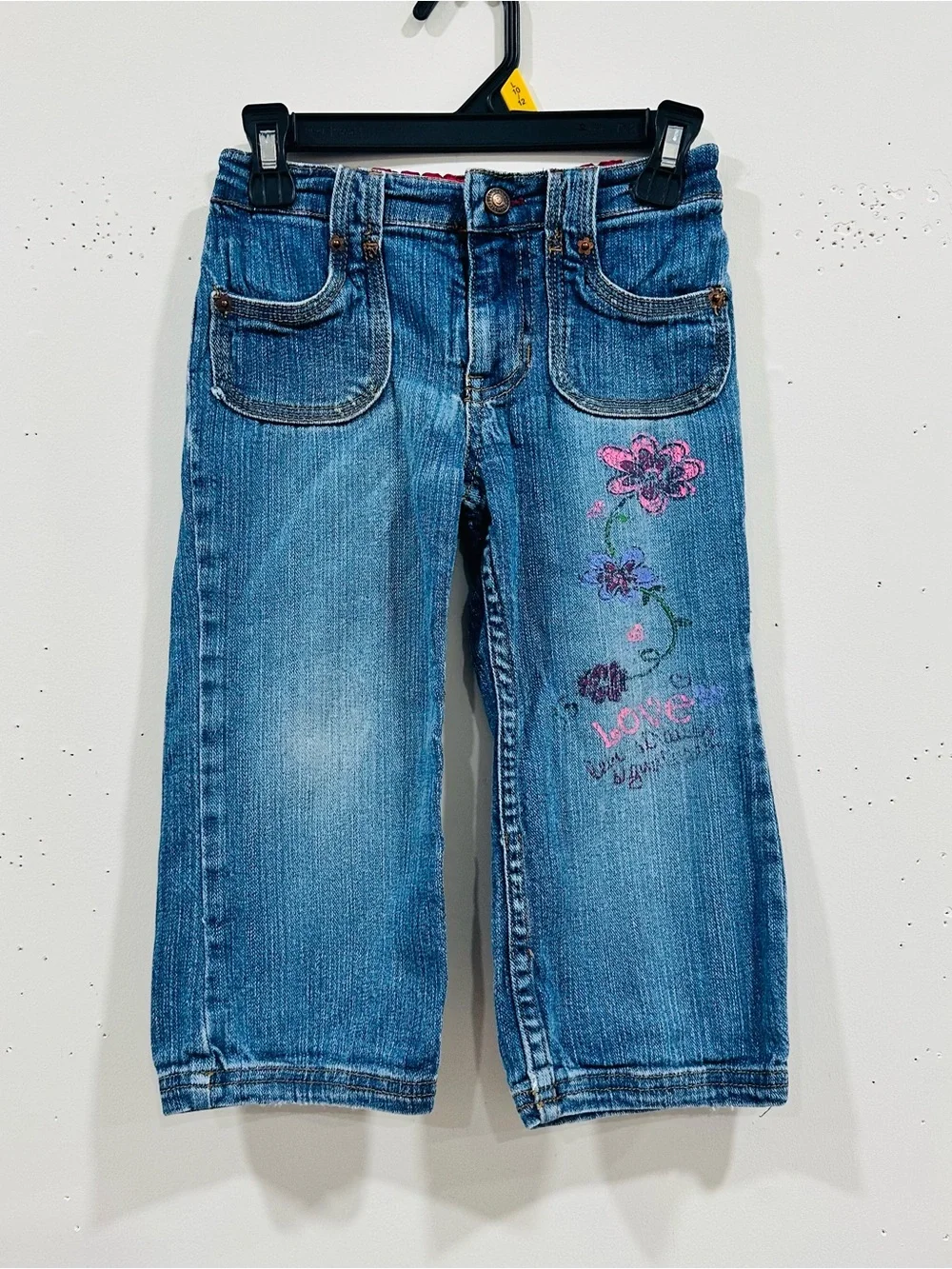 Vintage Y2K Kids Girls Levi Strauss Embroidered Flower Flare Jeans - Size 3T